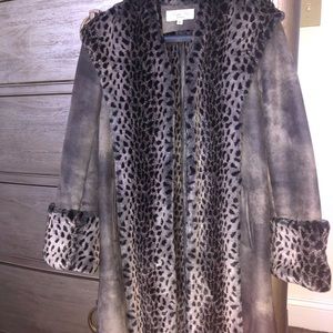 Tasha Polizzi Grey coat faux fur